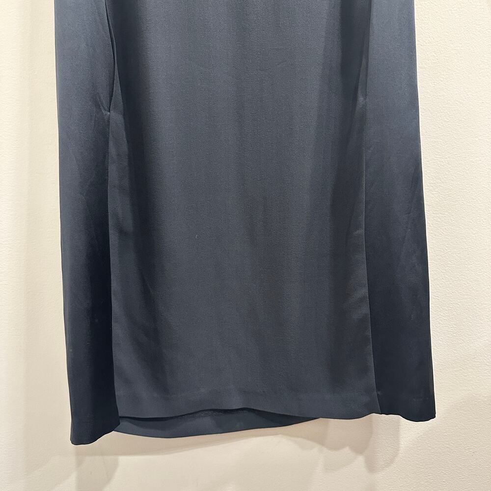 Eileen Fisher Gray Black Silk Georgette Satin Sleeveless‎ Shift Dress Small Luxe - Picture 6 of 11